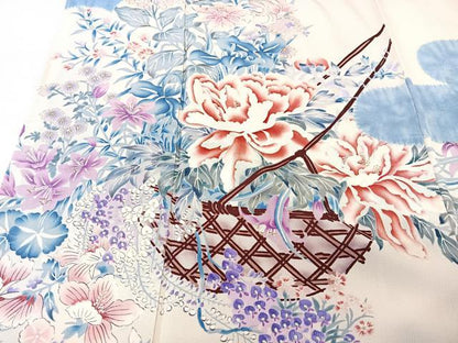 平和屋着物■豪華振袖　花籠文　銀彩　正絹　逸品　CABK9842xe