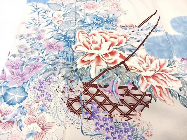平和屋着物■豪華振袖　花籠文　銀彩　正絹　逸品　CABK9842xe