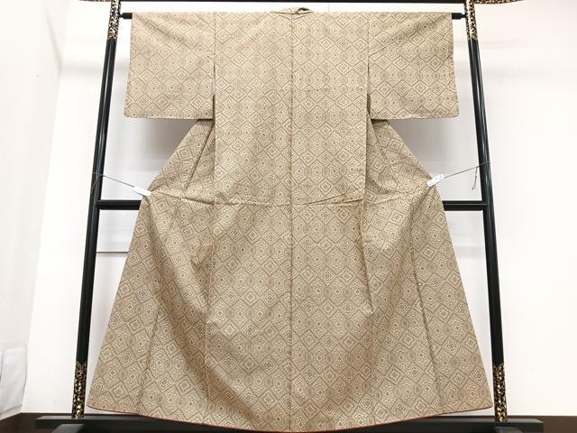 平和屋着物■上質な紬　幾何学文様　正絹　逸品　CABK9845xe