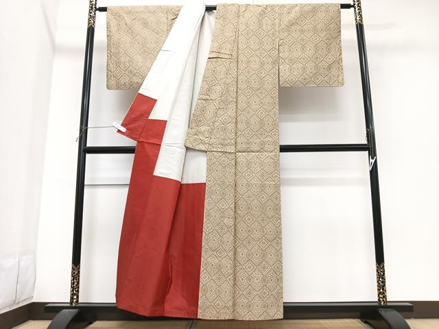 平和屋着物■上質な紬　幾何学文様　正絹　逸品　CABK9845xe