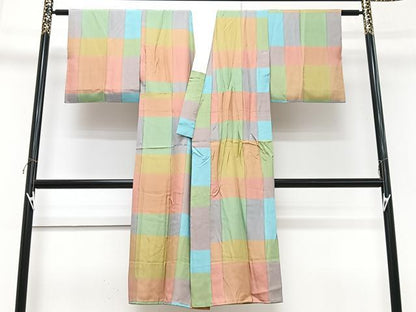 平和屋着物■長襦袢　無双仕立て　変わり格子　正絹　逸品　CABK9846xe