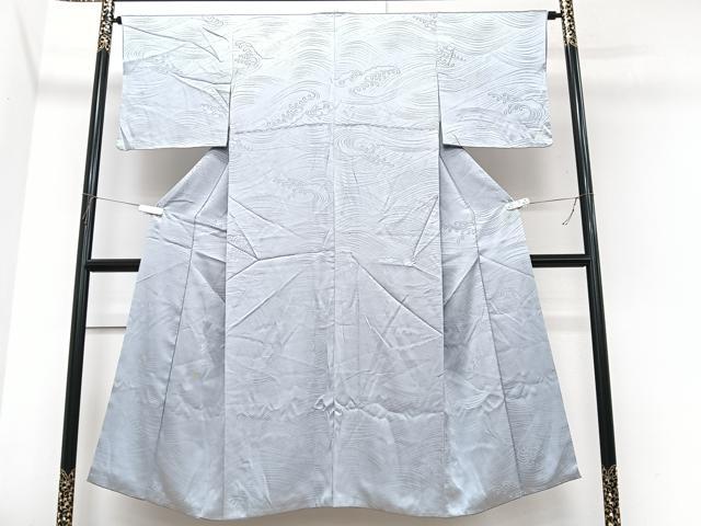 平和屋着物■上質な色無地　立波地紋　秘色色　正絹　逸品　CABK9851xe