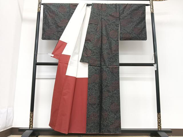 平和屋着物■本場大島紬　草花文　正絹　逸品　未使用　CABK9852xe