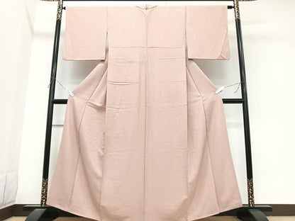 平和屋着物■上質な色無地　菱地紋　水柿色　正絹　逸品　CABK9853xe