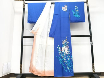 平和屋着物■訪問着　手描き　草花文　正絹　逸品　CABK9854xe