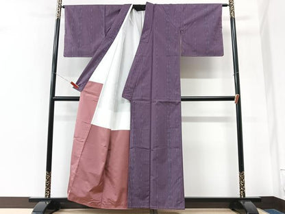 平和屋着物■上質な小紋　縞　正絹　逸品　未使用　CABK9863xe