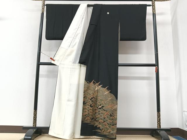 平和屋着物■豪華黒留袖　作家物　金彩琳派　飛鶴立波松文　正絹　逸品　CABK9867xe