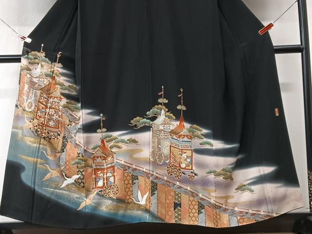 平和屋着物■豪華黒留袖　駒刺繍　衣の年輪　暈し染め　金彩　正絹　逸品　CABK9868xe