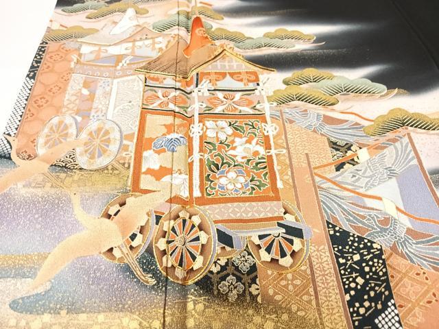 平和屋着物■豪華黒留袖　駒刺繍　衣の年輪　暈し染め　金彩　正絹　逸品　CABK9868xe