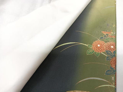 平和屋着物■豪華黒留袖　文箱草花文　暈し染め　金彩　正絹　逸品　CABK9869xe