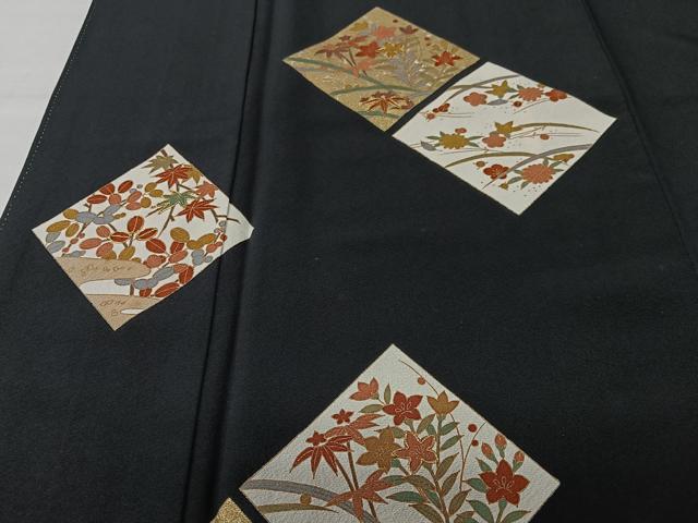 平和屋着物■豪華黒留袖　駒刺繍　色紙草花文　金彩　正絹　逸品　CABK9876xe