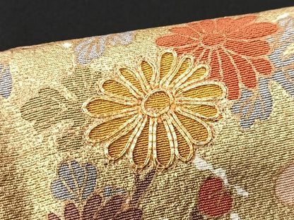 平和屋着物■豪華黒留袖　駒刺繍　色紙草花文　金彩　正絹　逸品　CABK9876xe
