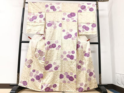 平和屋着物■訪問着　駒刺繍　青海波花文　金彩　正絹　逸品　CABK9878xe