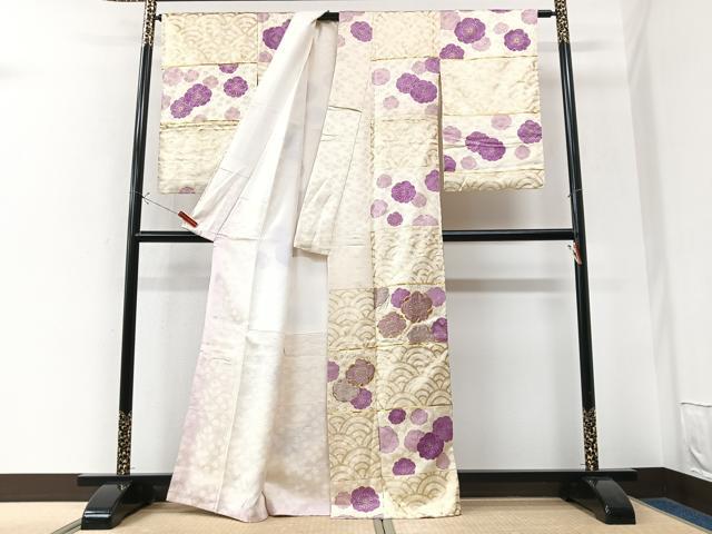 平和屋着物■訪問着　駒刺繍　青海波花文　金彩　正絹　逸品　CABK9878xe