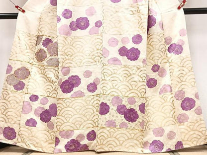 平和屋着物■訪問着　駒刺繍　青海波花文　金彩　正絹　逸品　CABK9878xe