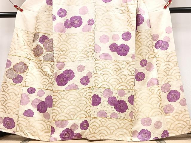平和屋着物■訪問着　駒刺繍　青海波花文　金彩　正絹　逸品　CABK9878xe