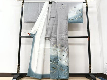 平和屋着物■訪問着　螺鈿　飛鳥松文　暈し染め　金彩　正絹　逸品　CABK9882xe