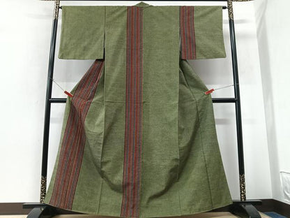 平和屋着物■訪問着　紬地　縞　正絹　逸品　CABK9883xe
