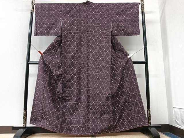平和屋着物■上質な紬　幾何学文様　正絹　逸品　未使用　CABK9886xe