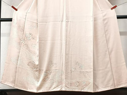 平和屋着物■訪問着　刺繍　絞り　辻が花　流水花文　正絹　逸品　CABK9888xe