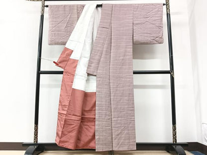 平和屋着物■上質な紬　麻の葉文様　正絹　逸品　CABK9891xe