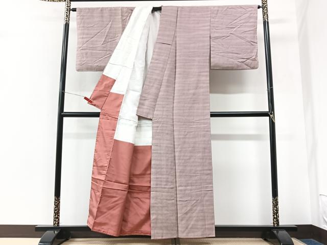 平和屋着物■上質な紬　麻の葉文様　正絹　逸品　CABK9891xe