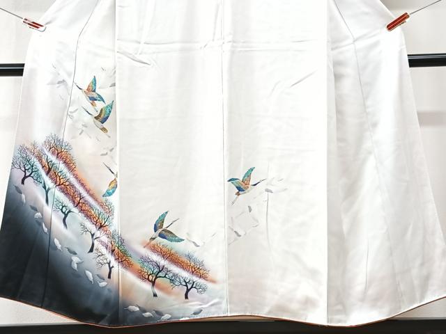 平和屋着物■上質な小紋　手描き　飛鶴文　暈し染め　正絹　逸品　CABK9895xe