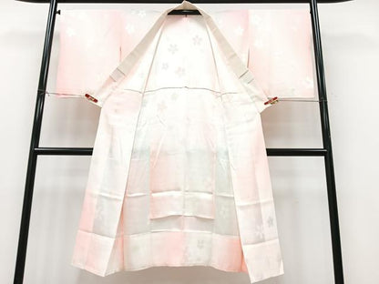 平和屋着物■長襦袢　無双仕立て　舞桜地紋　虹暈し染め　正絹　逸品　CABK9902xe