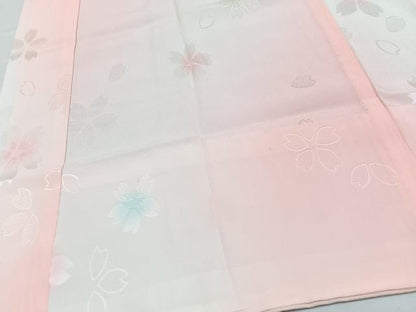 平和屋着物■長襦袢　無双仕立て　舞桜地紋　虹暈し染め　正絹　逸品　CABK9902xe