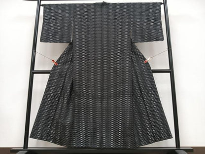 平和屋着物■上質な紬　幾何学文様　正絹　逸品　CABK9907xe