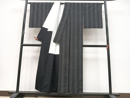 平和屋着物■上質な紬　幾何学文様　正絹　逸品　CABK9907xe
