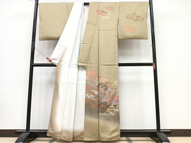 平和屋着物■訪問着　地紙吉祥花文　暈し染め　金彩　正絹　逸品　CABK9908xe