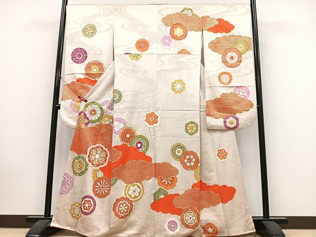 平和屋着物■豪華振袖　駒刺繍　雲取り花丸文　金彩　正絹　逸品　CABK9910xe