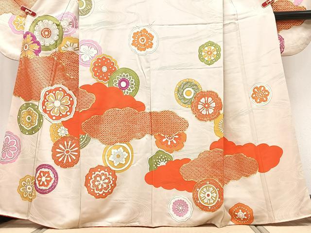平和屋着物■豪華振袖　駒刺繍　雲取り花丸文　金彩　正絹　逸品　CABK9910xe