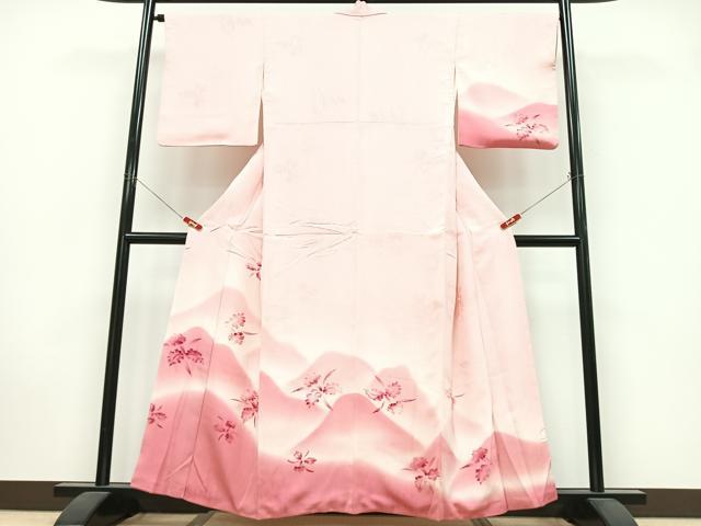 平和屋着物■訪問着　地紋起こし　遠山草花文　暈し染め　正絹　逸品　CABK9911xe