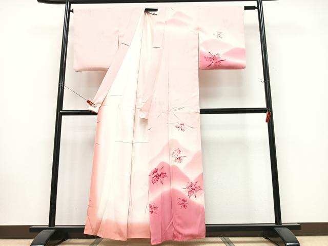 平和屋着物■訪問着　地紋起こし　遠山草花文　暈し染め　正絹　逸品　CABK9911xe
