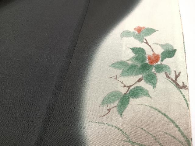 平和屋着物■豪華黒留袖　峰雲　手描き　休み鳥　暈し染め　正絹　逸品　CABK9912xe