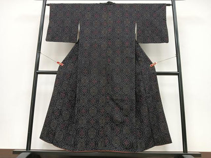 平和屋着物■上質な紬　花丸文　正絹　逸品　CABK9913xe
