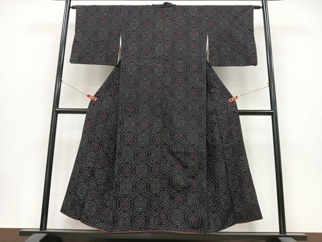 平和屋着物■上質な紬　花丸文　正絹　逸品　CABK9913xe