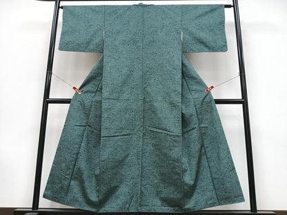 平和屋着物■上質な紬　老竹色　正絹　逸品　CABK9914xe