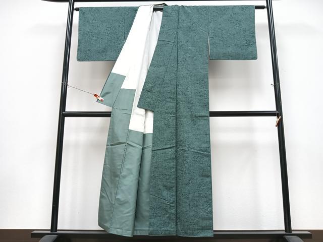 平和屋着物■上質な紬　老竹色　正絹　逸品　CABK9914xe