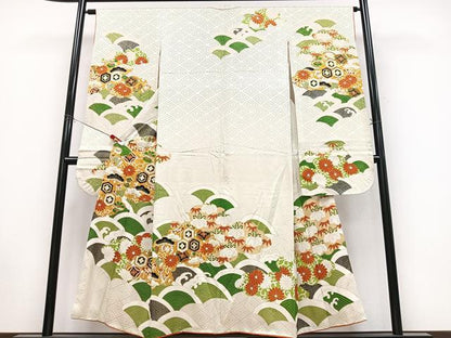 平和屋着物■豪華振袖　駒刺繍　雲取り青海波花文　金彩　正絹　逸品　CABK9915xe