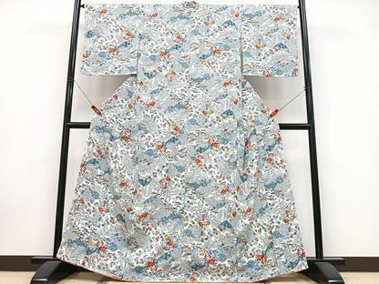 平和屋着物■上質な小紋　型染め　風景文　正絹　逸品　CABK9917xe