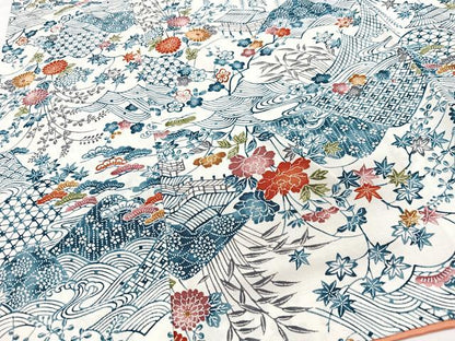 平和屋着物■上質な小紋　型染め　風景文　正絹　逸品　CABK9917xe