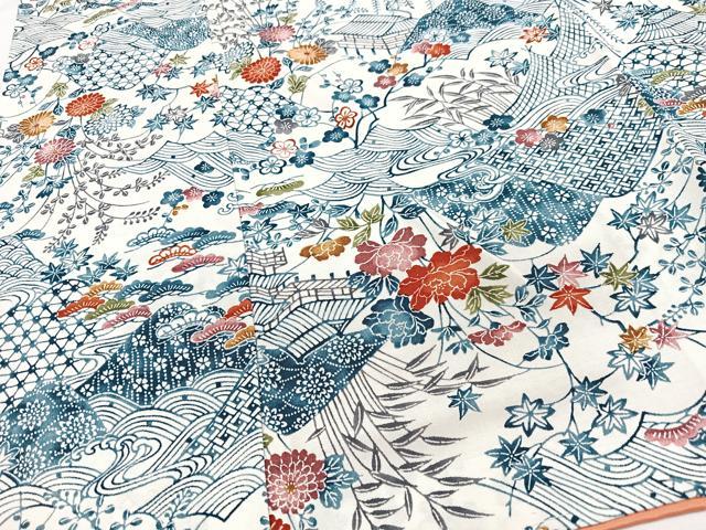 平和屋着物■上質な小紋　型染め　風景文　正絹　逸品　CABK9917xe