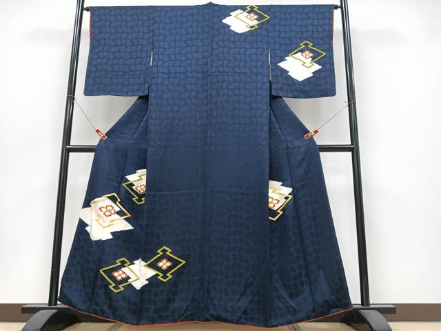 平和屋着物■訪問着　駒刺繍　絞り　松皮菱花文　正絹　逸品　CABK9918xe
