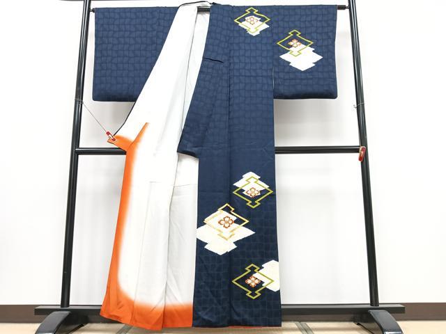 平和屋着物■訪問着　駒刺繍　絞り　松皮菱花文　正絹　逸品　CABK9918xe
