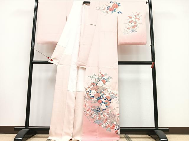 平和屋着物■訪問着　友禅　風景花文　暈し染め　金彩　正絹　逸品　CABK9919xe