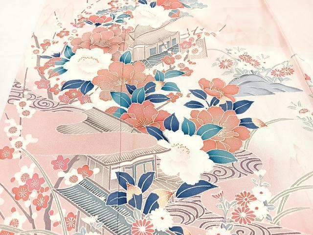平和屋着物■訪問着　友禅　風景花文　暈し染め　金彩　正絹　逸品　CABK9919xe