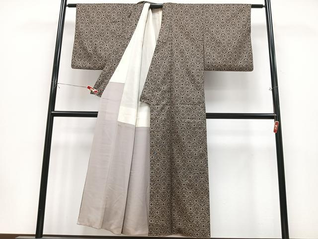 平和屋着物■本場大島紬　割り込み絣　花尽くし　正絹　逸品　CABK9920xe